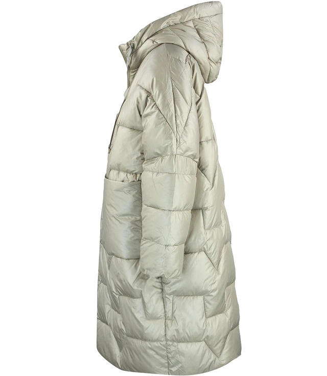 Dámská dlouhá teplá bunda s prošíváním a kapucí ANABEL