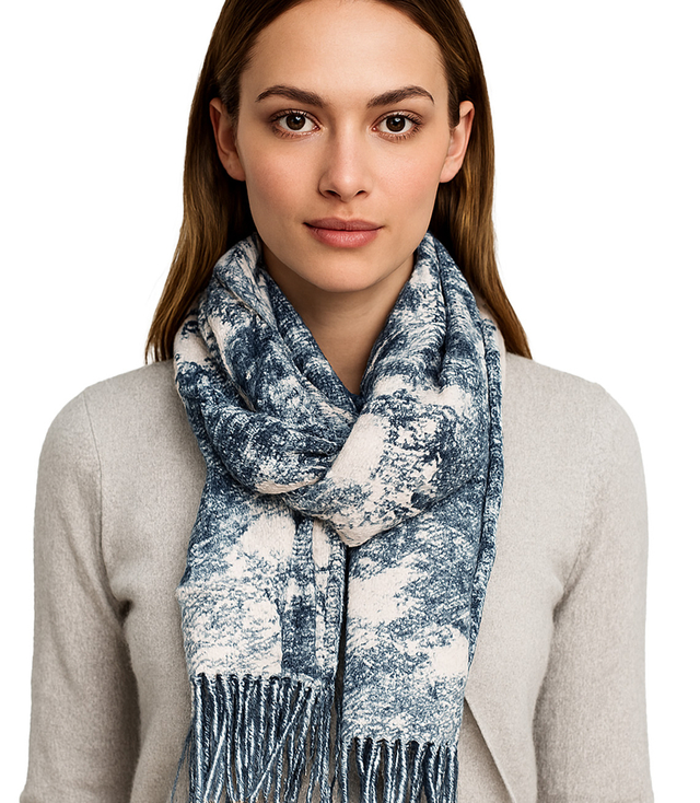 Dámská šála s květinovým motivem a střapci elegantní