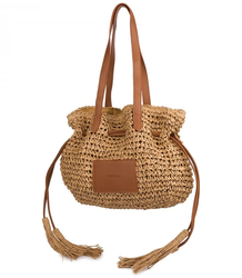 Pletená boho taška s popruhy a střapci