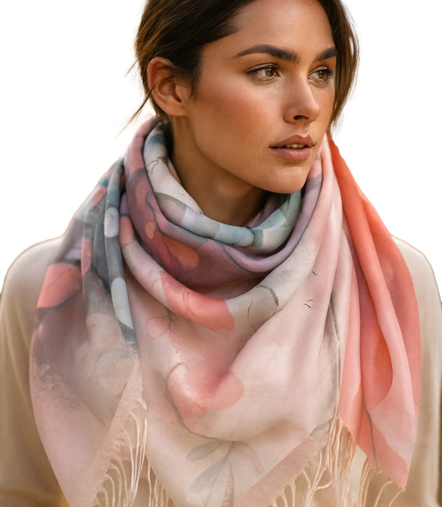 Dámská šála s květinovým vzorem 180x70