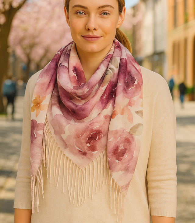 Dámský šátek s květinovým vzorem 100x100