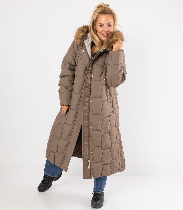 Dlouhá prošívaná zimní bunda URBAN LONG PUFF PLUS SIZE