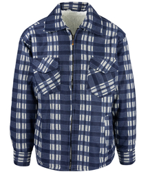 Teplá fleecová kostkovaná pánská košile zateplená kožešinou