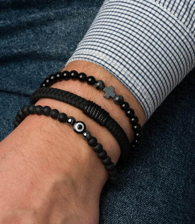 Sada pánských náramků z přírodního kamene oko proroka