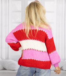 Krátký svetr s rozepnutými širokými pruhy VALENTINA