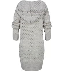 Dlouhý prolamovaný svetr s kapucí ANIELA