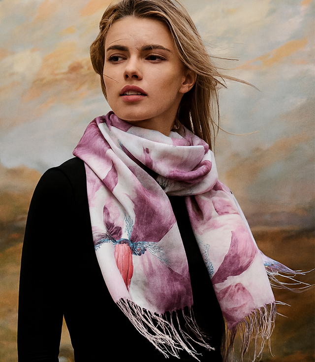 Dámská šála s květinovým vzorem 180x70