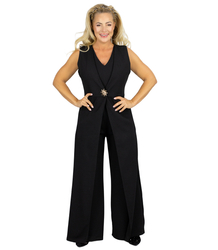 Elegantní večerní oblek se širokými nohavicemi