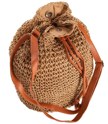 Taška Batoh ažurová taška Boho sláma