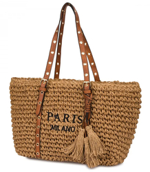 Stylová boho kabelka s ozdobnými cvočky a střapci