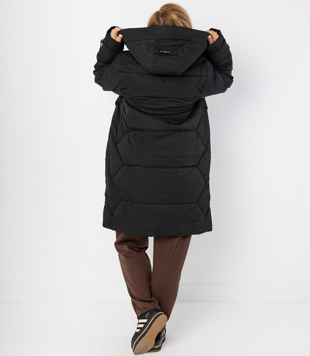 Dlouhý zimní prošívaný kabát SUZANA teplá bunda PLUS SIZE