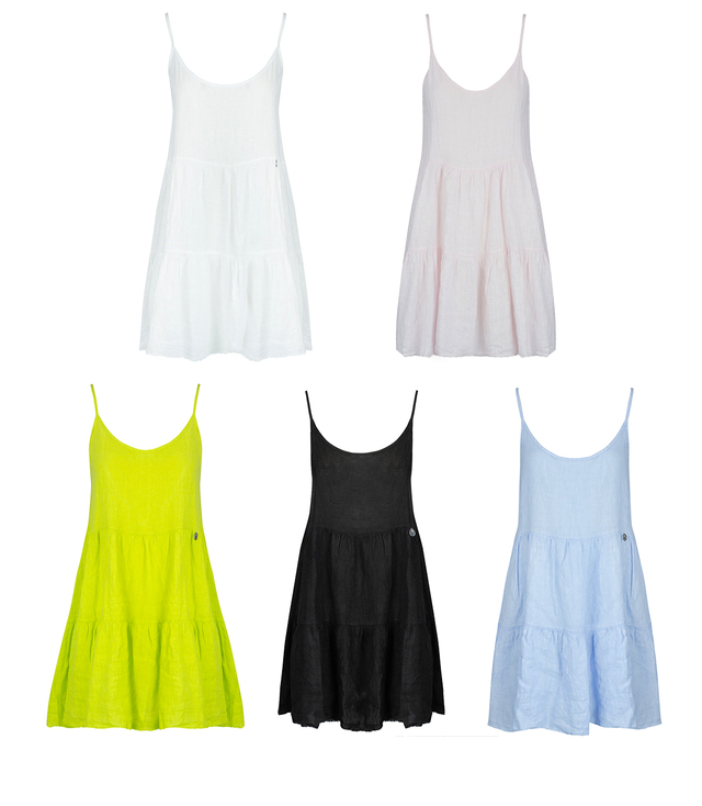 Letní plátěné šaty s otevřenými ramínky LANILA