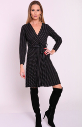 Klasické semišové midi šaty s obálkou