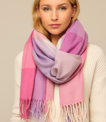 Dámská kostkovaná šála s třásněmi 190x80