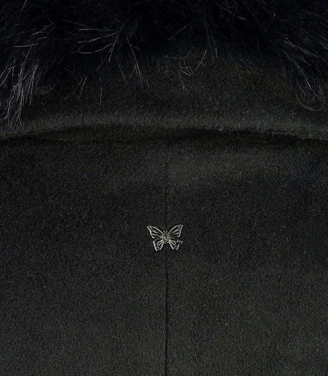 Elegantní dámský kabát s ozdobnou kožešinou CRYSTAL