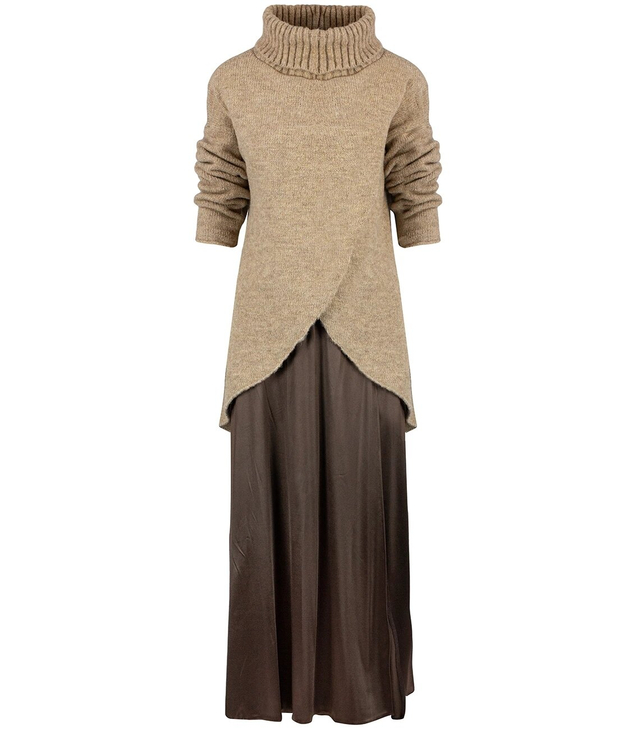 Dlouhá elegantní saténová sukně s rozparkem EWA