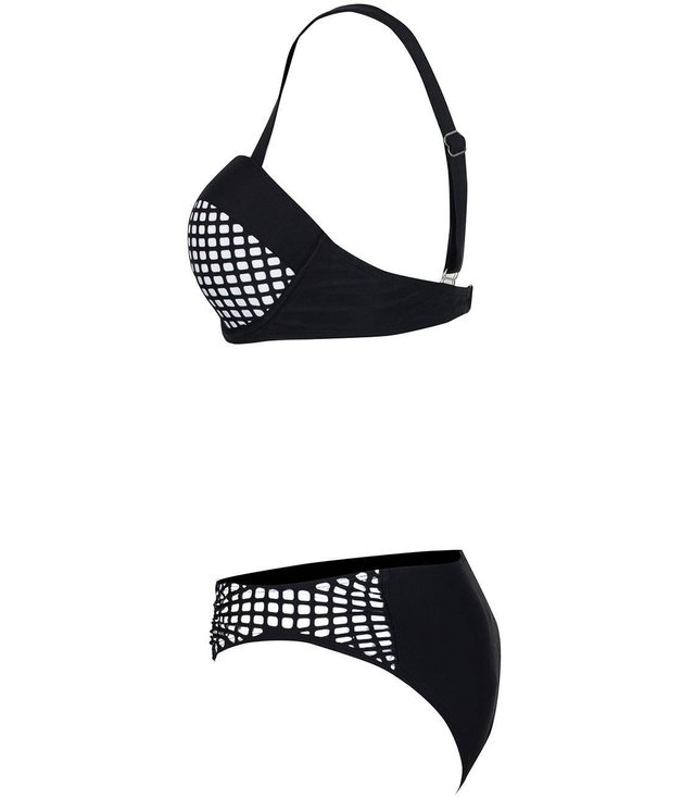 Černobílé dvoudílné plavky ze síťoviny