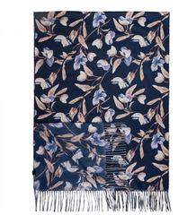 Dámská šála s malými střapci s květinovým motivem