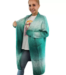 Kardigan dlouhý hrubý svetr ombre barevný