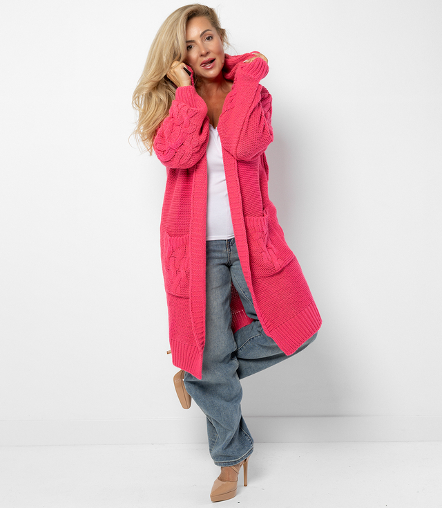 Kardigan Dlouhý tlustý svetr Kostkovaná vlna