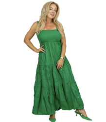 Letní boho maxi šaty bez ramínek s volánky SOLEA