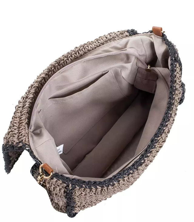 Elegantní kabelka na řetízku opletená rafií