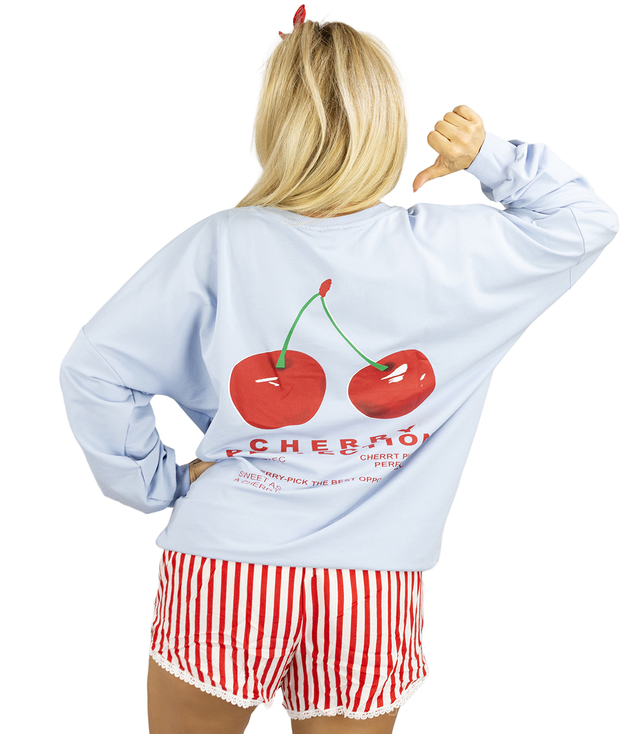 Dámská mikina oversize s potiskem třešní CHERRY PERFECTION