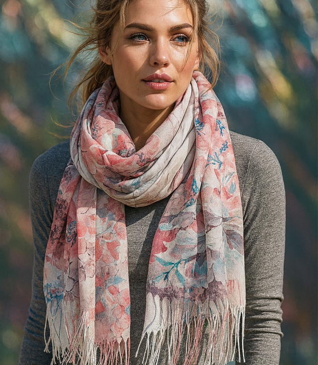 Dámská šála s květinovým vzorem 180x70