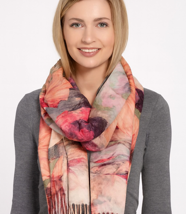 Dámský čtvercový šátek s třásněmi AGRAFKA