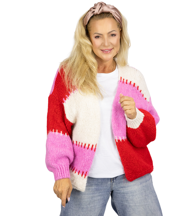 Krátký svetr s rozepnutými širokými pruhy VALENTINA