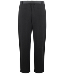 Černé žebrované teplákové kalhoty cigaretové kalhoty