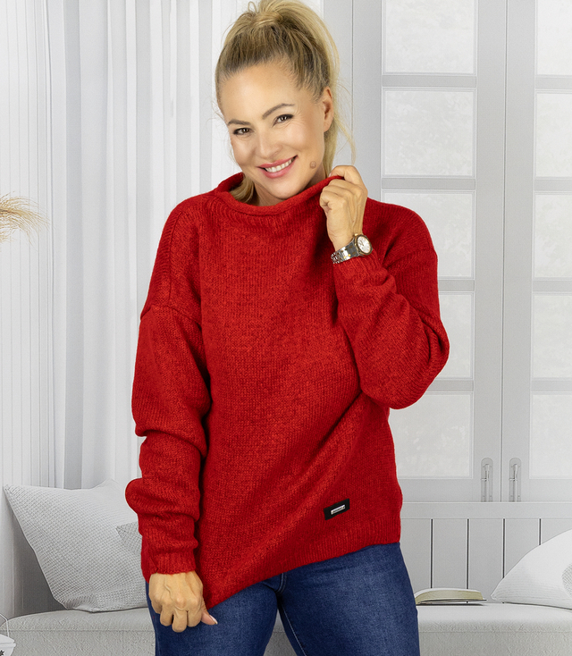 Hřejivý dámský oversize svetr s lodičkovým výstřihem MARLENA