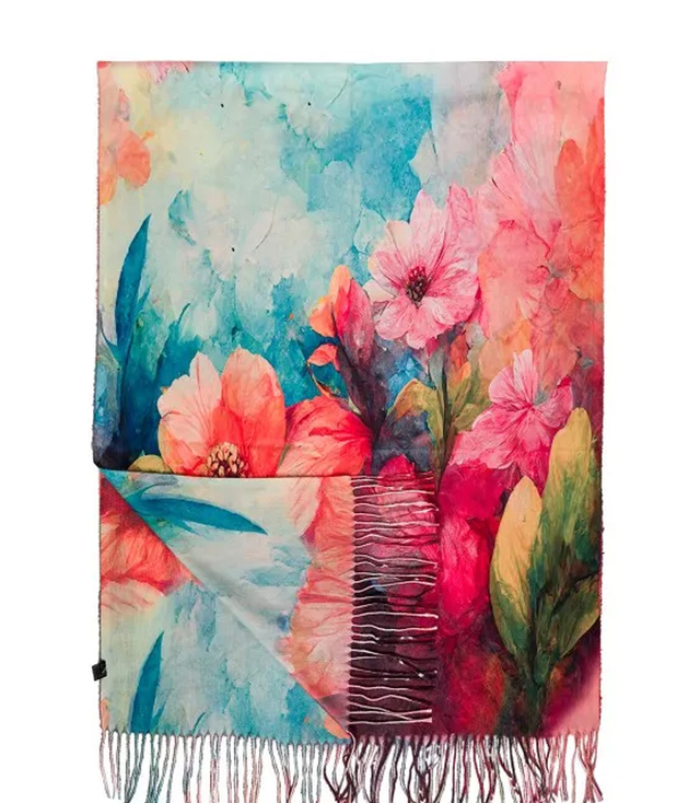 Dámský čtvercový šátek s třásněmi AGRAFKA