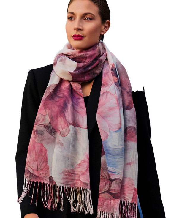 Dámská šála s květinovým vzorem 180x70