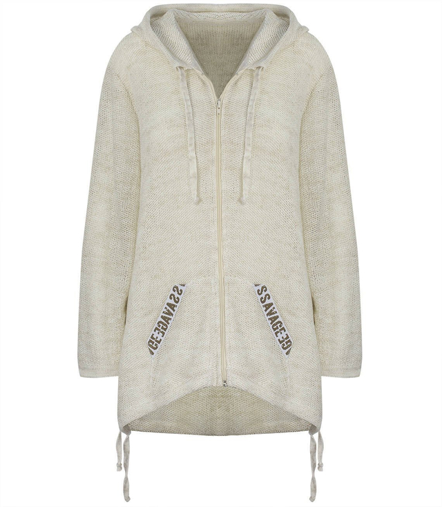 Ažurový svetr s kapucí