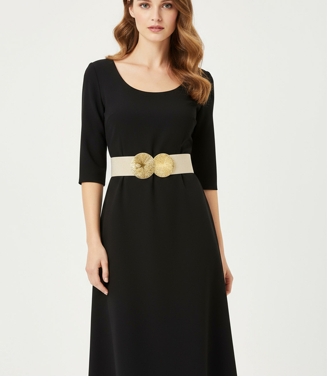 Pletený dámský opasek s velkou sponou