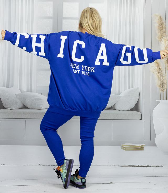 Dámská tepláková souprava volná mikina + žebrované legíny CHICAGO