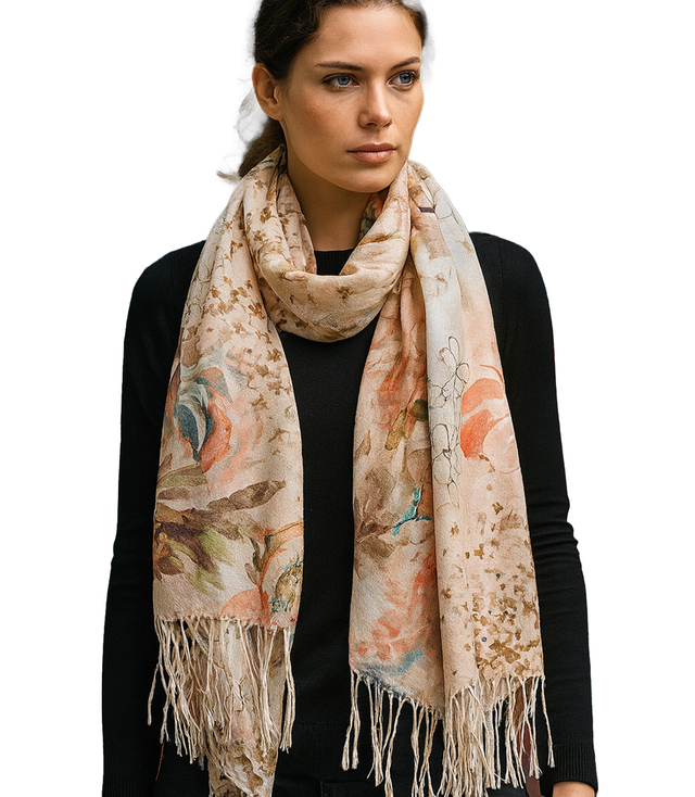 Dámská šála s květinovým vzorem 180x70