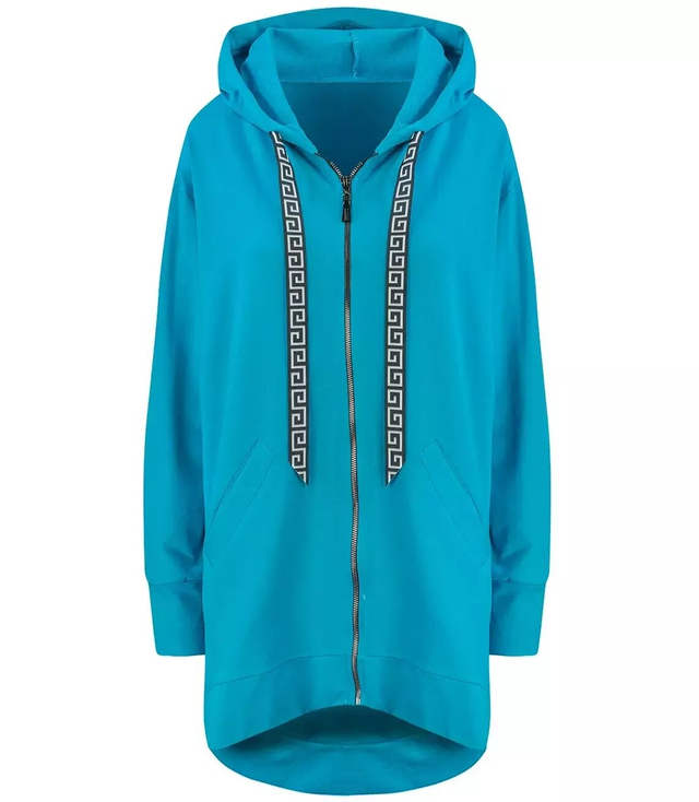 Oversized hladká mikina parka s dlouhými zády