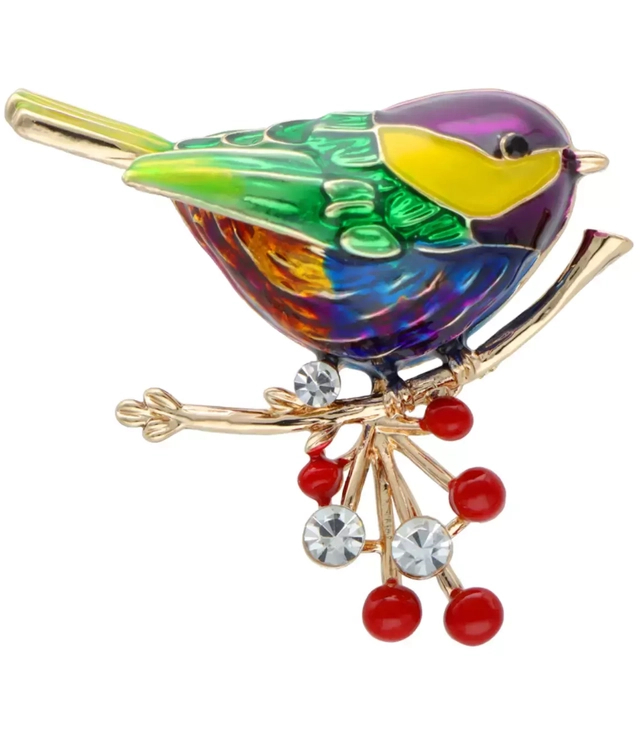 Brož pták s krystaly pestrobarevné krásné