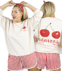  Dámská mikina oversize s potiskem třešní CHERRY PERFECTION