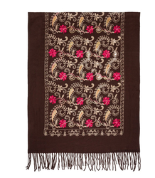 Dámský folklórní šátek s květinovým motivem a střapci