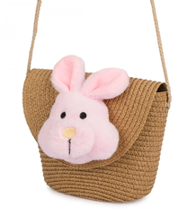 Dětská slaměná taška s plyšovým králíčkem 