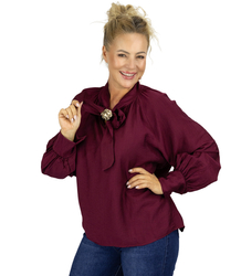 Romantická halenka s vázáním a broží ROSE