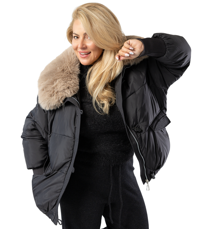 Zimní bunda bomber s odnímatelnou bundou z ovčí kůže IRMA