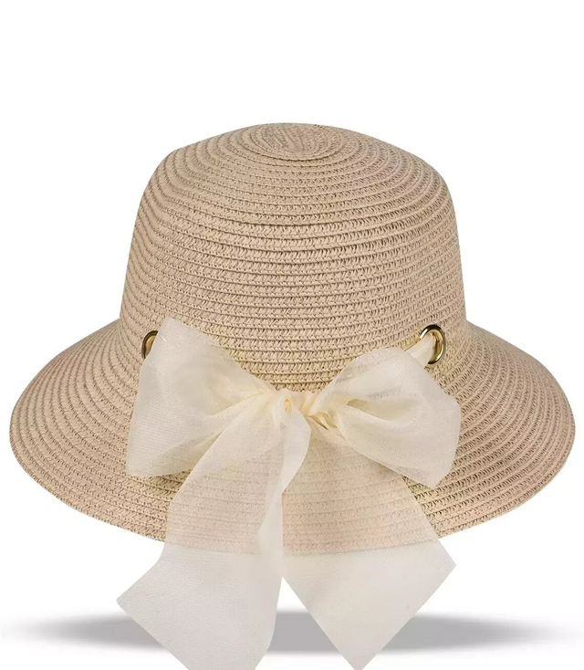 Romantický dámský slaměný klobouk s mašlí