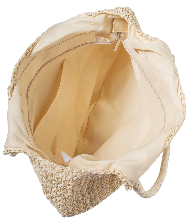 Velká kulatá plážová taška ze slámy, celotkaná