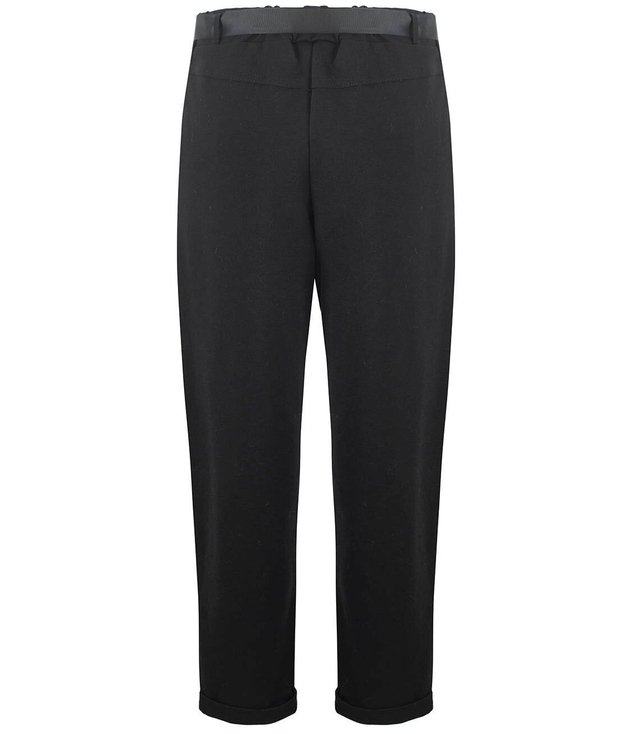 Černé žebrované teplákové kalhoty cigaretové kalhoty