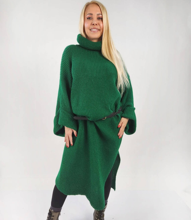 Žebrovaný svetr s rolákem MAXI