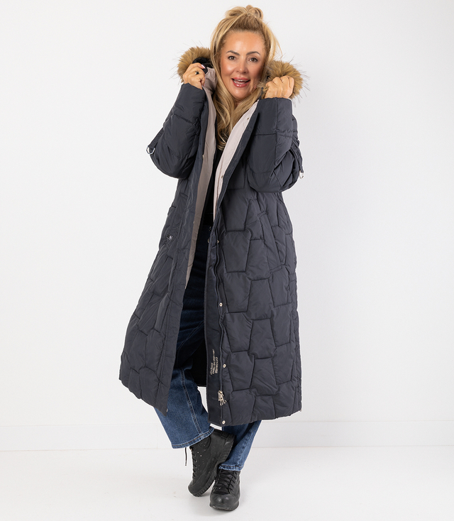 Dlouhá prošívaná zimní bunda URBAN LONG PUFF PLUS SIZE
